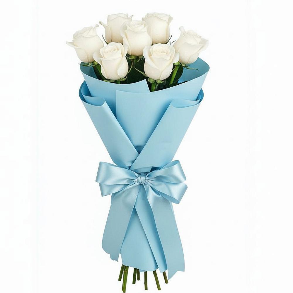 Букет 7 белых роз Проуд в Чернышевске