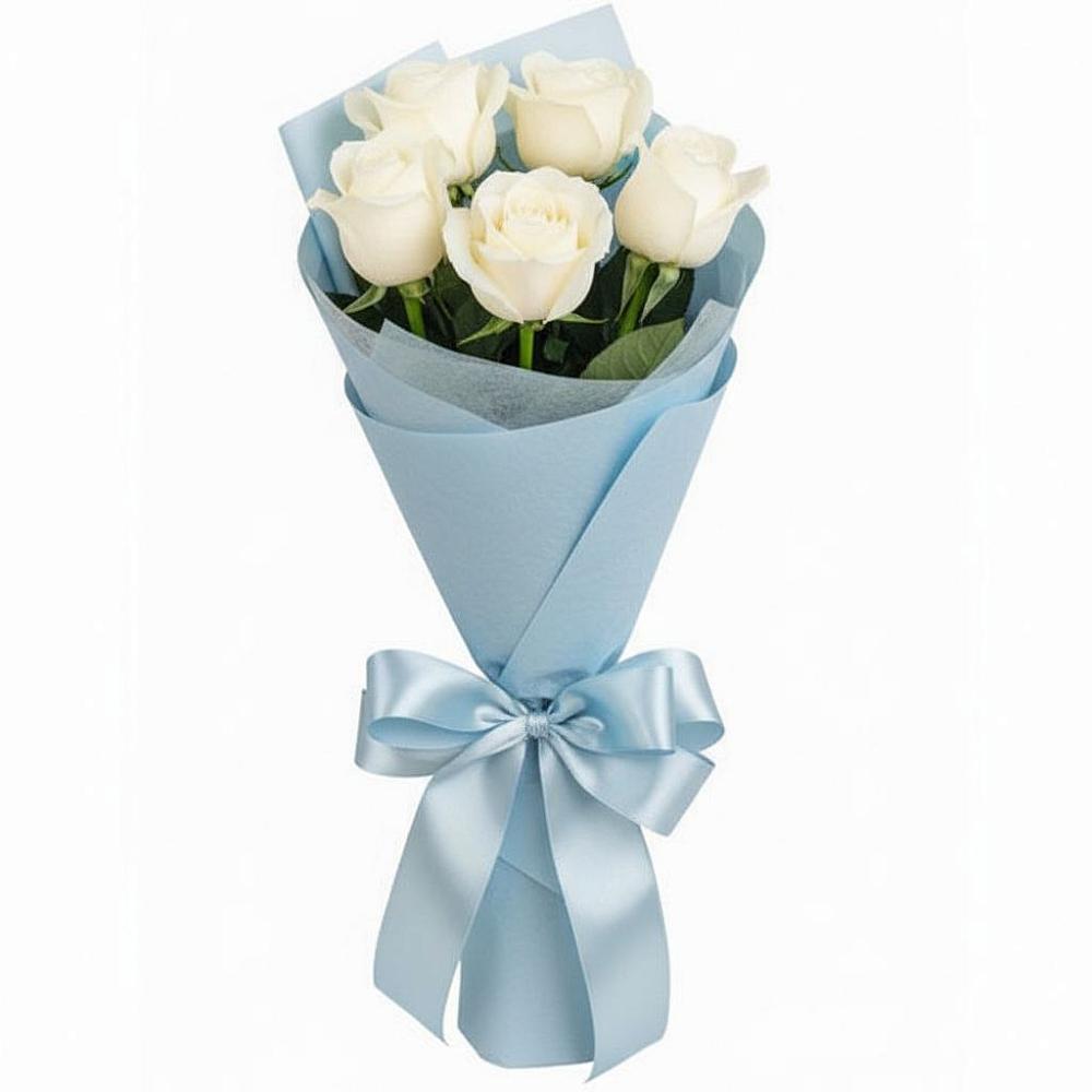 Букет 5 Белых роз Проуд в Чернышевске