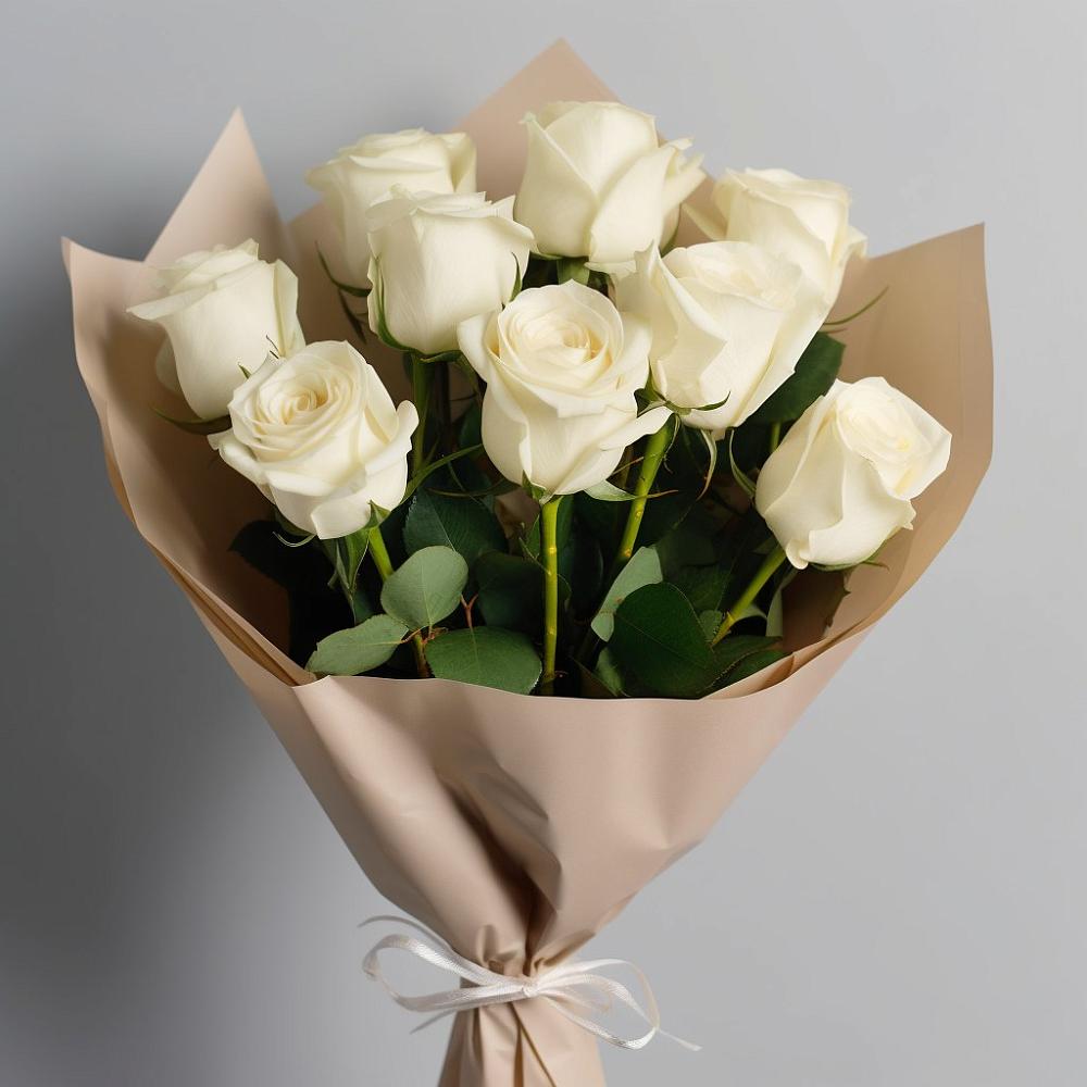 Букет 9 Белых роз Эдлесс Лав в Чернышевске