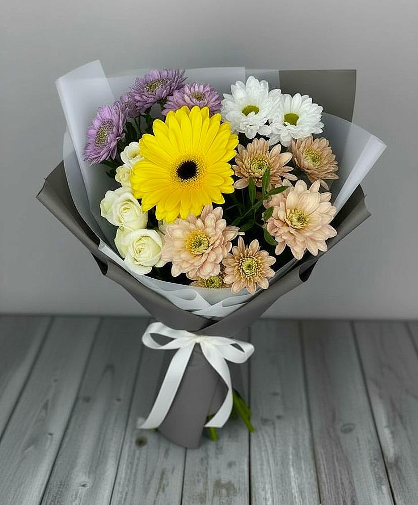 Букет цветов из: Розы, Герберы и Хризантемы в Чернышевске