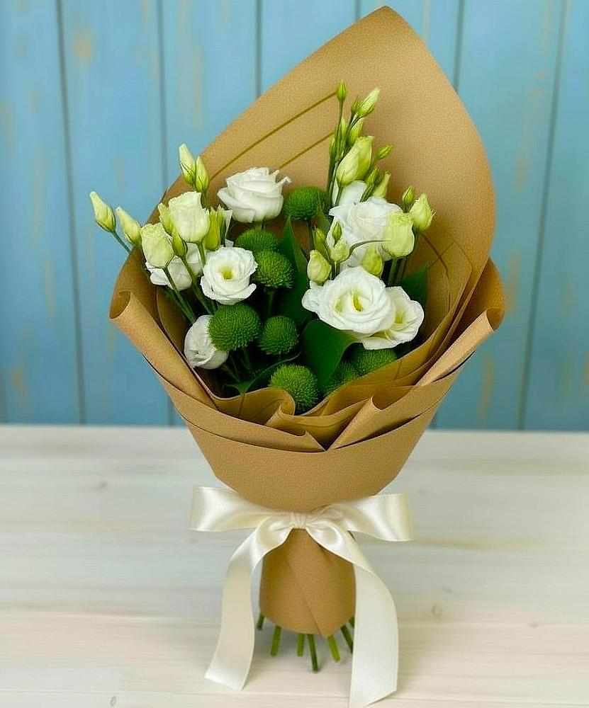 Букет цветов из: Хризантемы и Лизиантусы в Чернышевске