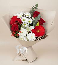 Букет цветов из:  Розы, Хризантемы, Герберы и Лилии #REPLACE_PRED# Чернышевске
