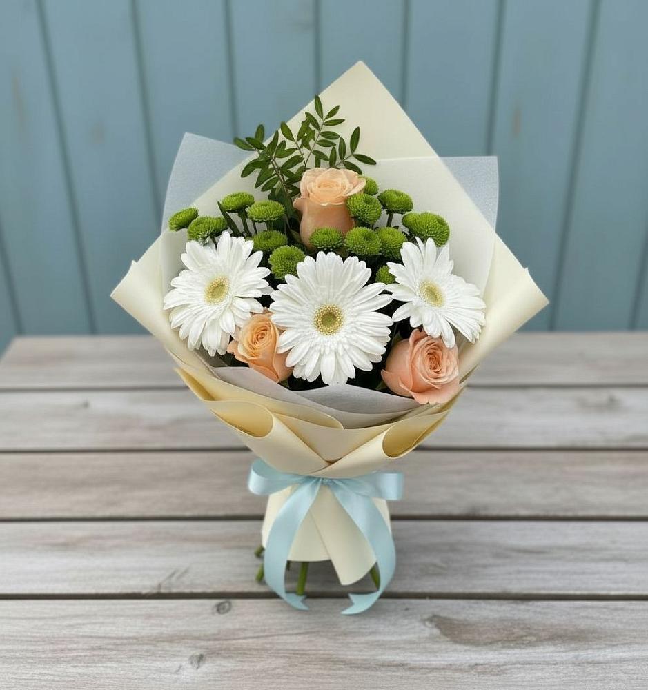 Букет цветов из: Герберы, Розы и Хризантемы в Чернышевске