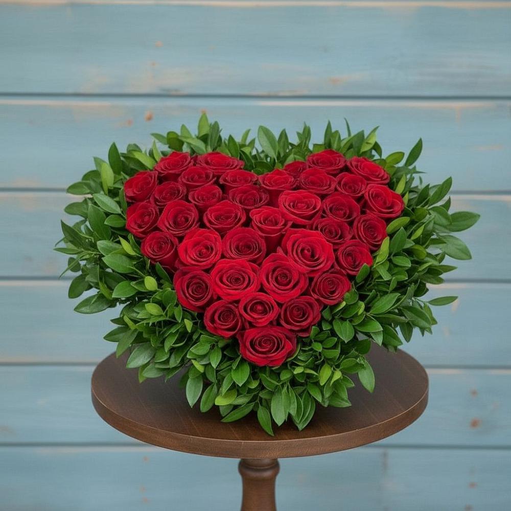 Цветочная композиция из Розы в виде сердца в Чернышевске