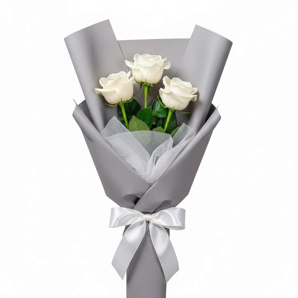 Букет 3 белые розы в Чернышевске