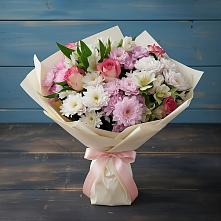 Букет цветов из:  Хризантемы, Альстромерии и Розы в Чернышевске