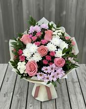 Букет цветов из:  Альстромерии, Гвоздики, Розы и Хризантемы #REPLACE_PRED# Чернышевске