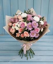 Букет цветов из:  Хризантемы, Розы и Альстромерии в Чернышевске