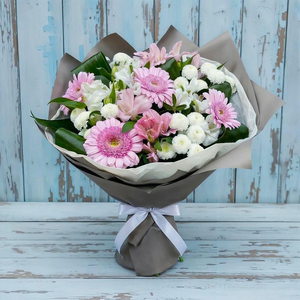 Букет цветов из: Герберы, Альстромерии и Хризантемы в Чернышевске